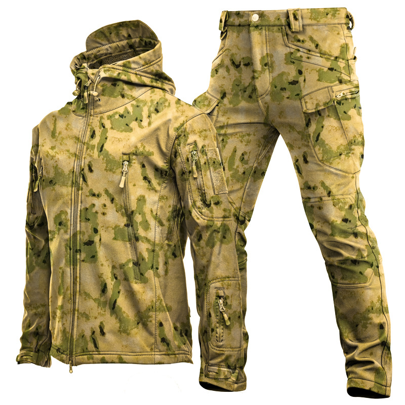 Windproof Jacket Softshell - Conjunto de Traje de Camuflaje Grueso,
