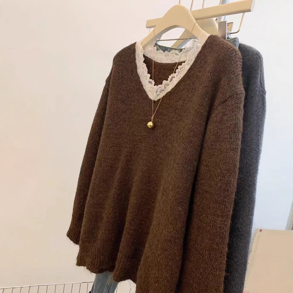Suéter de punto con encaje y c - Winter Clothing Colors 2026 reseña y precio