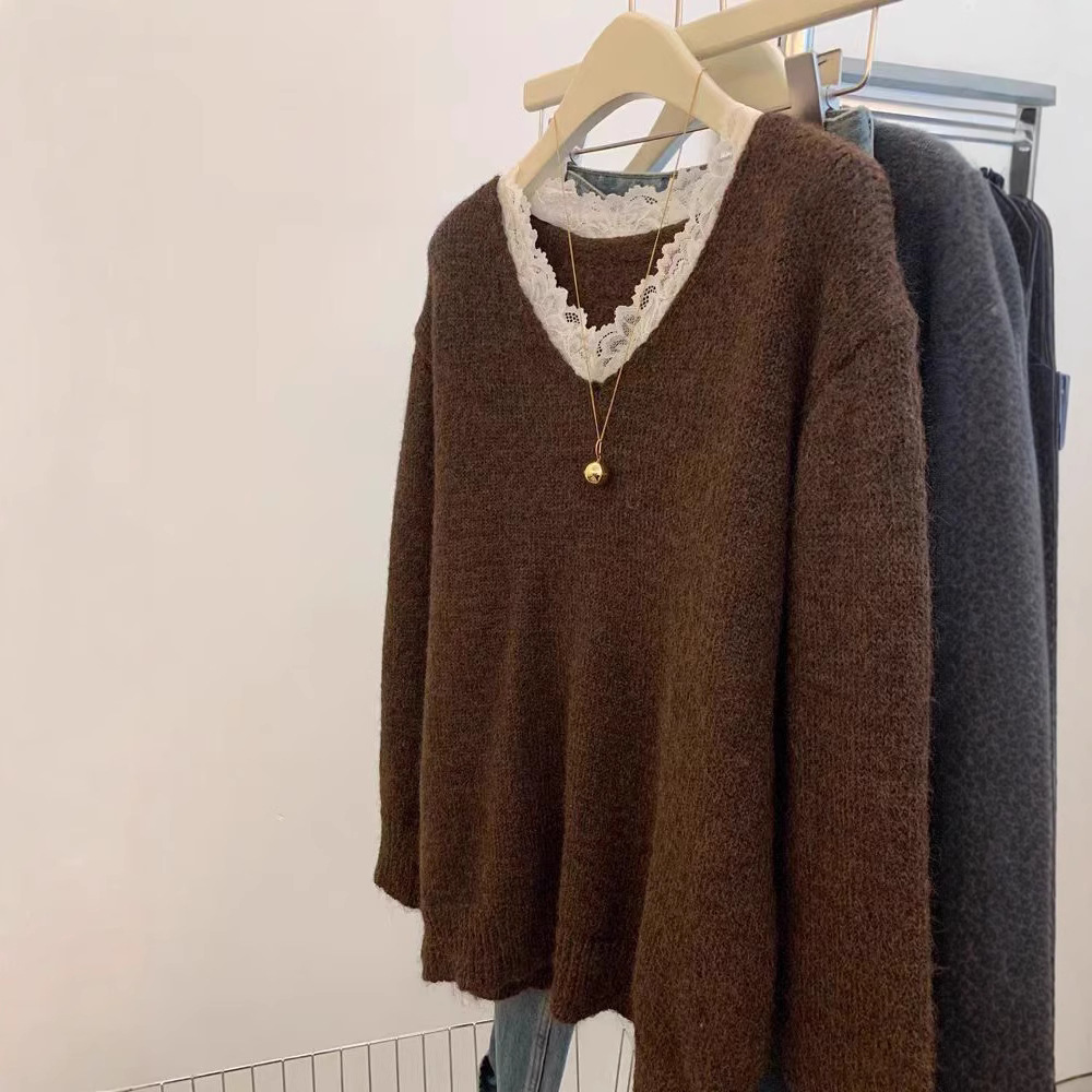 Suéter de punto con encaje y c - Winter Clothing Colors 2026 reseña y precio