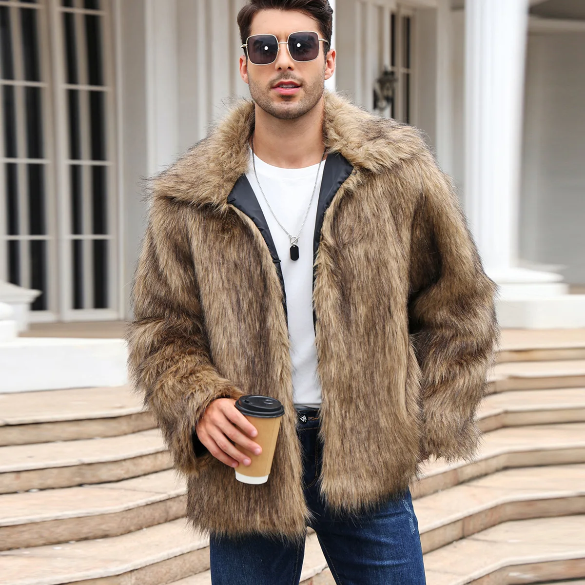 Chaqueta de piel de zorro sint - Winter Clothing Uae reseña y precio